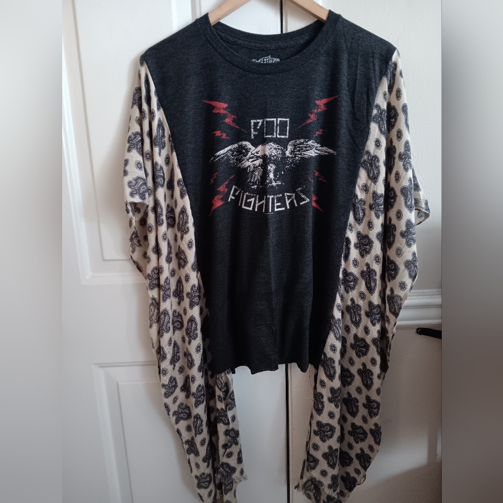 SOLD!!! Upcycled Foo Fighters Tshirt Poncho